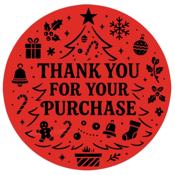 Thank You For Your Purchase Christmas Stickers 2" ROUND LABEL NEW - Picture 9 of 10